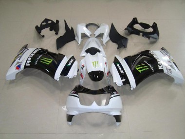 Abs Kits Completos Carenagem Kawasaki ZX 250R 2008-2012 - Preto Branco Monster