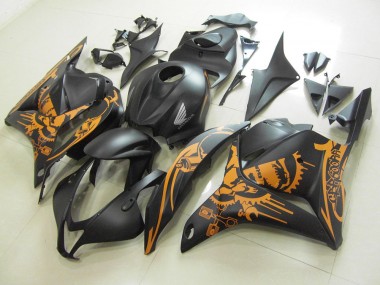 Carenagem Honda CBR 600RR 2009-2012 - Preto Fosco Laranja Adesivo