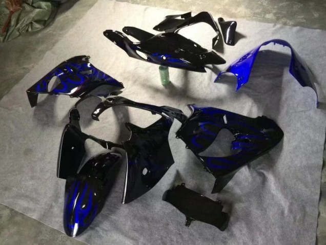 Carenagem Kawasaki ZX9R 2000-2001 - Preto Brilhante Azul Chama