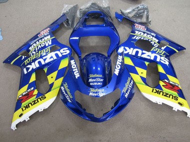 Carenagem Suzuki GSXR 600 K1 K2 K3 2001-2003 - Azul Amarelo Telefumia Movistar