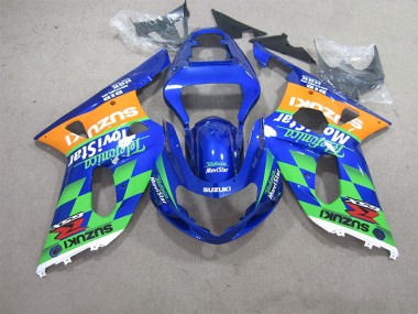 Carenagem Suzuki GSXR 600 K1 K2 K3 2001-2003 - Azul Verde Telefumia Movistar