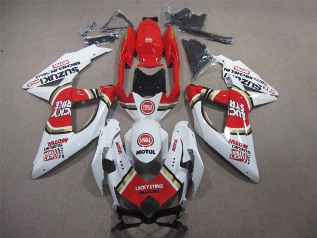 Carenagem Suzuki GSXR 600 K8 2008-2010 - Branco Lucky Strike Vermelho Motul