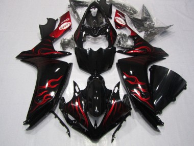 Carenagem Yamaha R1 2007-2008 - Preto Vermelho Chama