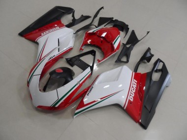 Injeção Kit Carenagem Ducati 848 1098 1198 2007-2014 - Vermelho Branco