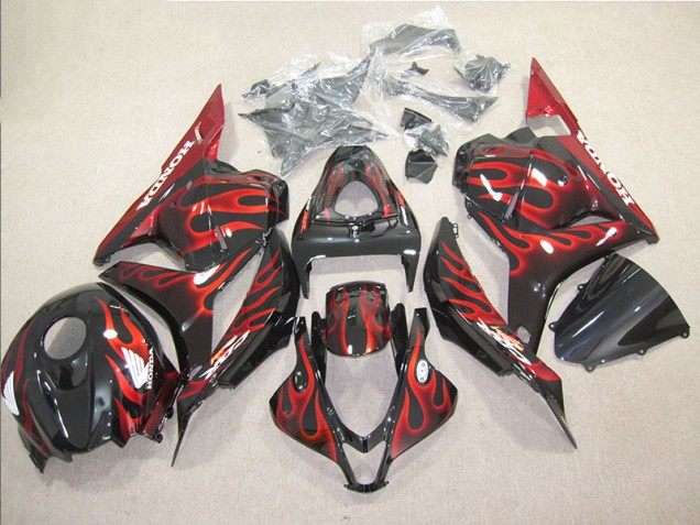 Kit Carenagem Honda CBR 600RR 2009-2012 - Preto Vermelho Chama